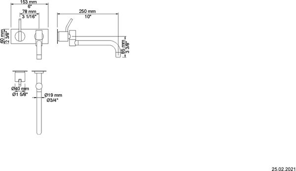 Mélangeur mural-set de montage final Vola Acier inoxydable mat image number 1