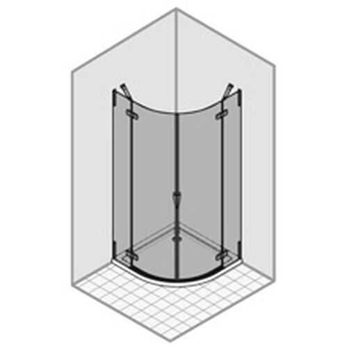 Eckeinstieg Duka Pura 5000, Viertelkreis Verchromt/Alu hochglanz Echtglas klar protect