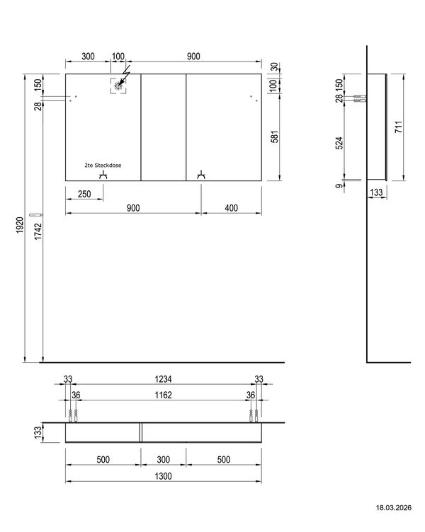 Spiegelschrank Alterna luuna LED plus Verde comodoro Lichtfarbe stufenlos verstellbar 2700-6500 K image number 1