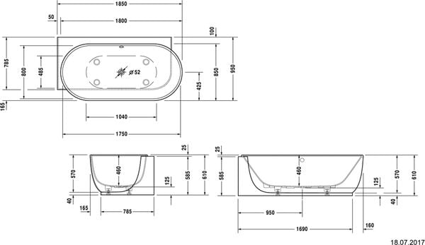 Whirlwanne Duravit Luv, Ecke links, Air-System weiss matt image number 1