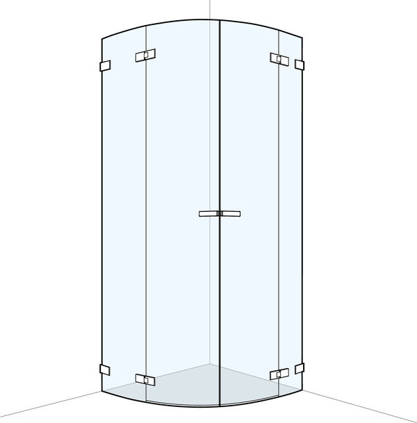 Paroi diagonale arrondi Koralle S606 Plus Chrom&eacute; Verre clair image number 0