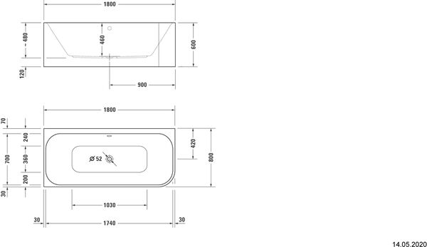 Badewanne Duravit Happy D.2 Plus, Ecke links weiss image number 1