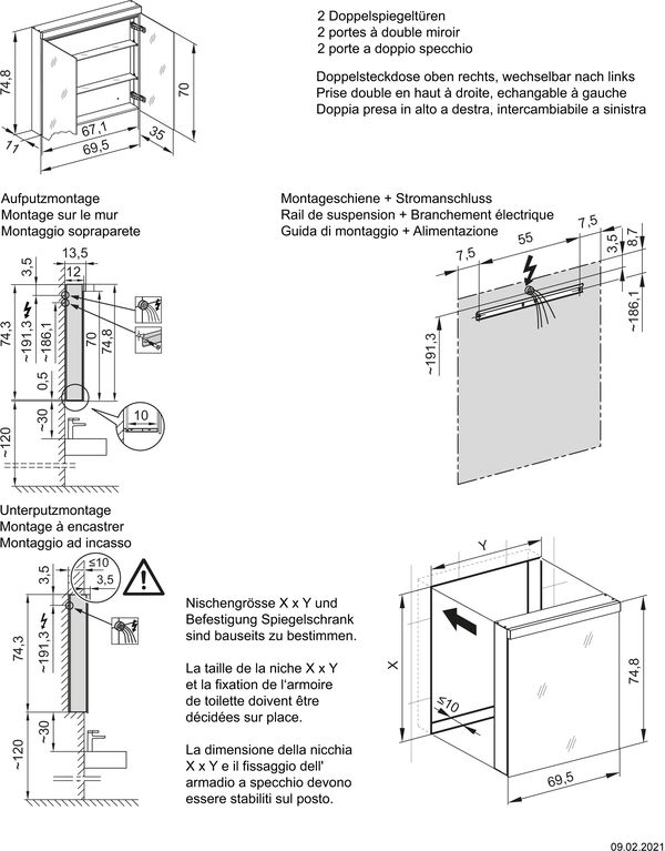 Spiegelschrank Schneider Low basic LED Weiss image number 1