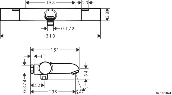 Bademischer Hansgrohe Ecostat Fine Verchromt image number 1