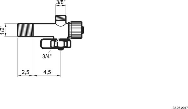 Doppelventil Laufen Simifix ½", 45 mm messing image number 1