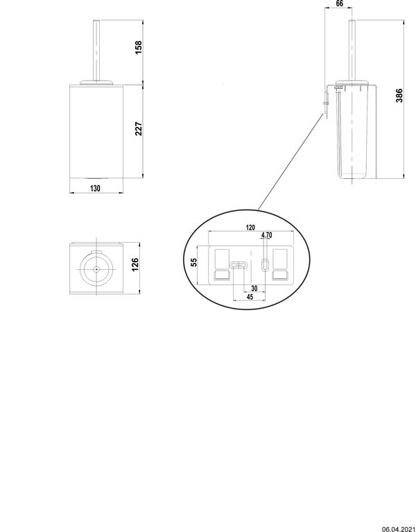 Porte-balai de WC Bodenschatz Innox acier inoxydable mat image number 1
