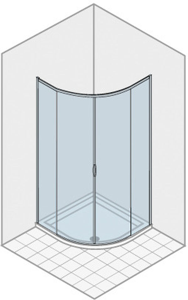 Eckeinstieg Duka Natura 4000 Viertelkreis Silberfarbig Echtglas klar image number 0