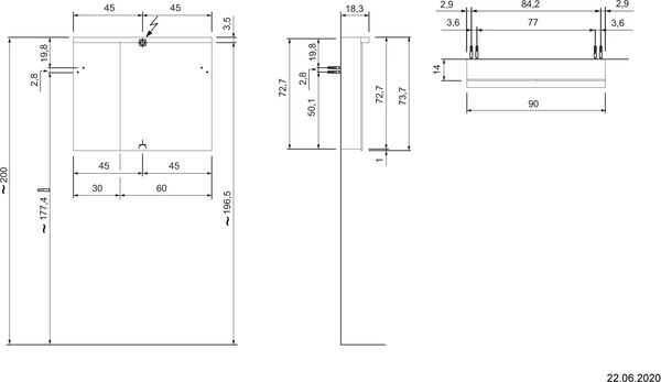 Armoire de toilette Alterna format LED plus walnut predazzo image number 1
