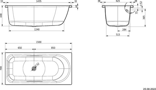 Baignoire Schmidlin Ocean 150 x 70 cm Ciment satin&eacute;