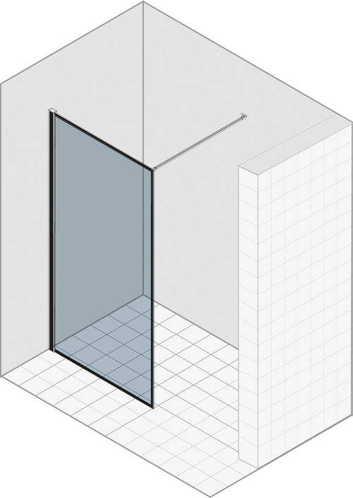 Paroi lat&eacute;rale autoportante Duka Libero 3000 avec profil mural Noir mat Verre clair