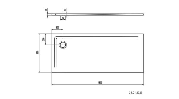 Receveur de douche Kaldewei Superplan 80 x 180 cm Blanc mat image number 2
