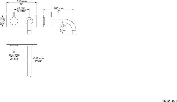 Wandmischer-Endmontageset Vola Schwarz matt image number 1