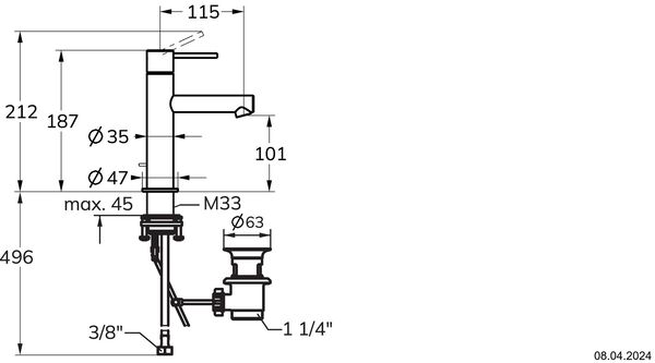 Einlochmischer KWC Ono E Verchromt image number 1