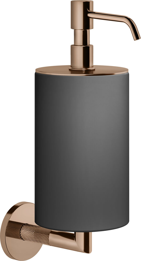 Distributore di sapone Gessi Anello, recipiente in vetro nero opaco, modello a parete, rosetta image number 0