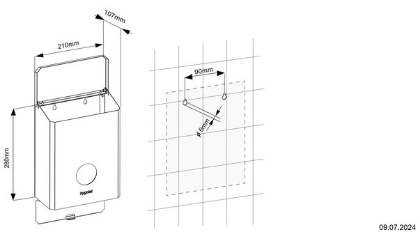 Hygienekombination Hygolet Wallbox All-in-One Edge Weiss matt Pulverbeschichtet image number 1
