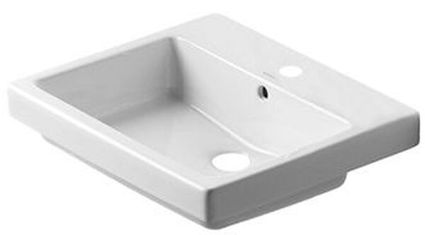 Lavabo d'appoggio Vero 55 x 46, altezza 6 cm con foro per rubinetteria parete posteriore smaltata image number 0
