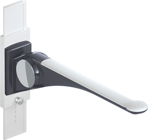 Barre d'appui relevable Hewi LifeSystem Premium Anthracite brillant Zone de préhension blanc mat Barre d'appui relevable Hewi LifeSystem Premium Anthracite brillant Zone de préhension blanc mat