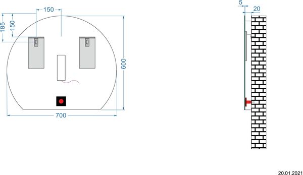 Miroir lumineux Euraspiegel Oscar LED image number 1