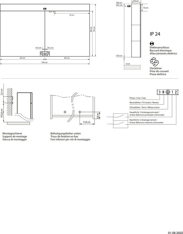 Spiegelschrank Sidler Gradient LED AP Weiss Lichtfarbe stufenlos verstellbar 2000-6500 K image number 1