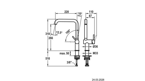 Sp&uuml;ltischmischer KWC Bevo E Schwarz matt image number 1