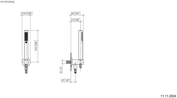 Garniture de douche Dornbracht ½" dark platine mat image number 1
