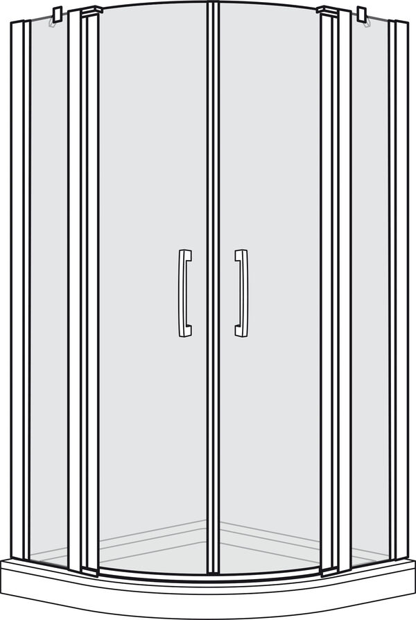 Cabina diagonale Duscholux Optima 6, larghezza 90 cm, (88,5 - 90,5 cm), parte fissa 24,6 cm, con image number 0