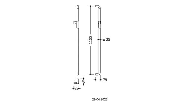 Duschengleitstange Hewi System 480 Schwarz matt Pulverbeschichtet image number 1