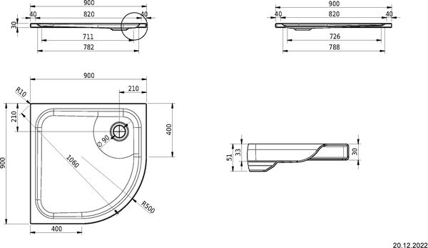 Receveur de douche d'angle Schmidlin Blanc Cleaneffekt image number 1