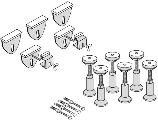 Schallschutzset Hafner Iso-Set für Duschwannen bis 150 x 150 cm, Höhenverstellung 134 - 250 mm, 5 schallisolierte image number 0