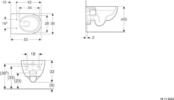 Cuvette murale Geberit Renova rimless blanc image number 1