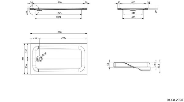 Receveur de douche Schmidlin 130 x 70 cm Blanc Cleaneffekt image number 1