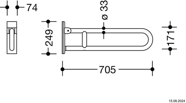 Mobiler Klappgriff Hewi 805 Edelstahl matt image number 1