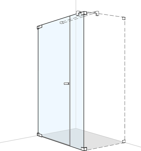 Porte battante Koralle S808Plus Couleur acier inoxydable Verre clair Duschguard image number 0