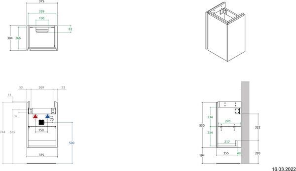 Meuble sous lavabo Alterna elena S Walnut predazzo image number 1