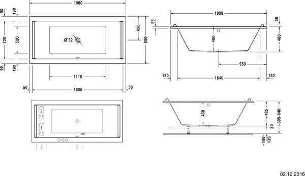 Baignoire Whirlpool Duravit Starck blanc Buses et vidage chromés image number 1