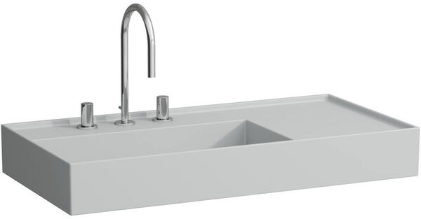 Lavabo Laufen Kartell 90 x 46 cm, senza troppopieno ripiano a destra con 3 fori image number 0