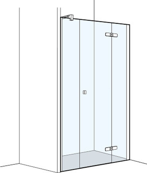 Flügeltüre Koralle S500 Plus, Nische silver polish Echtglas klar