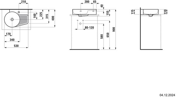 Auflegewaschtisch Laufen Val 53 x 40 cm Weiss matt image number 1
