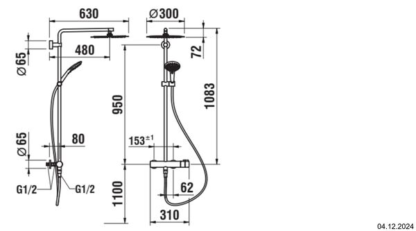 Duschsystem Laufen Twinplus Verchromt image number 1