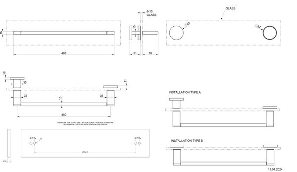 Griff und Handtuchhalter Gessi Habito schwarz matt image number 1
