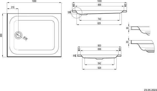 Receveur de douche Schmidlin avec rebords 100 x 80 cm Blanc Cleaneffekt image number 1