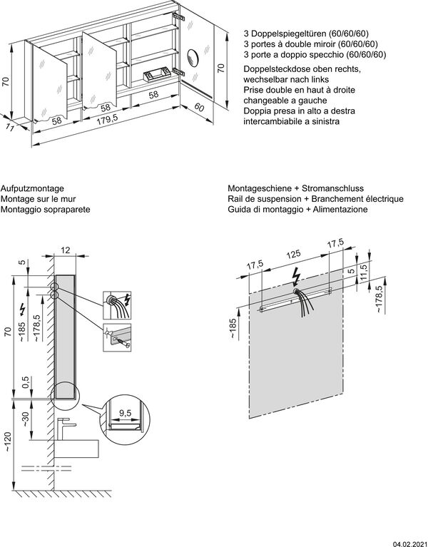 Spiegelschrank Schneider Grace TW schwarz matt image number 1