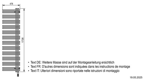 Radiateur de bain Zehnder Yucca Asym Blanc R&eacute;sistance &eacute;lectrique &agrave; droite image number 2