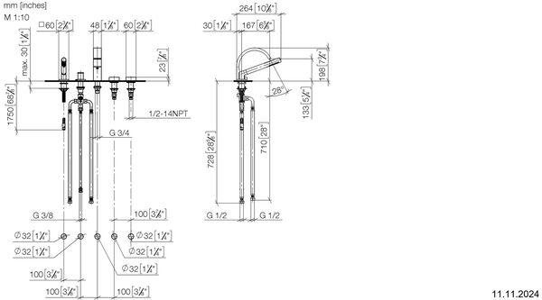 Garniture de remplissage de baignoire Dornbracht Cyo, 5-trous Chrom&eacute; image number 1
