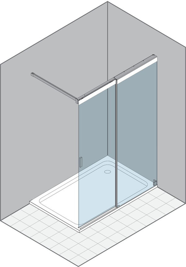 Paroi coulissante Duka Libero 5000 Couleur acier inoxydable Verre clair ProCare avec s&eacute;rigraphie blanche au-dessus image number 0