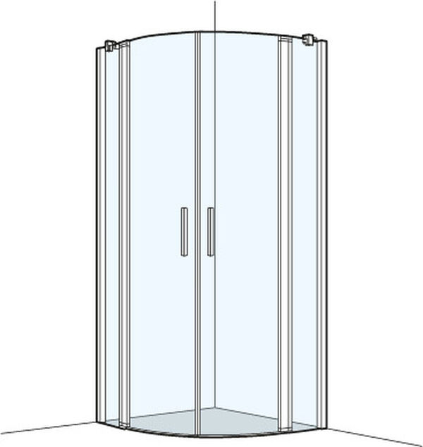 Paroi diagonale arrondi Koralle S400 Plus Silver polish Verre clair image number 0