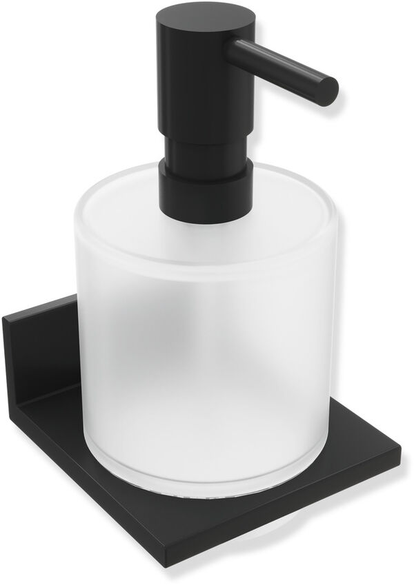 Seifen- oder Desinfektionsmittelspender mit Halter Hewi 900Q schwarz matt Pulverbeschichtet image number 0