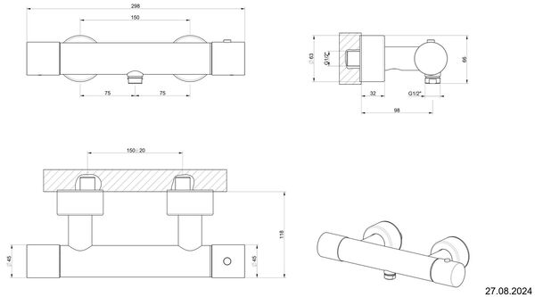 Duschenmischer Gessi Habito Dark bronze unito image number 1
