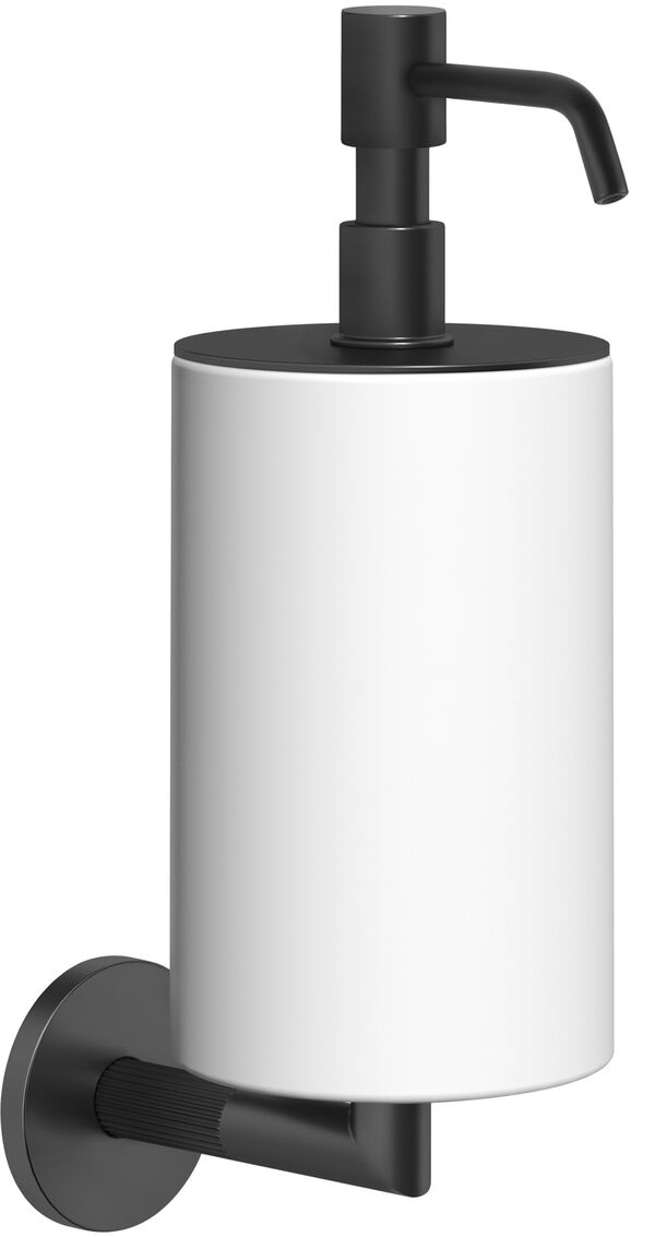 Distributore di sapone Gessi Ingranaggio, recipiente in vetro bianco opaco, modello a parete, image number 0