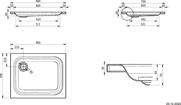 Receveur de douche Schmidlin 90 x 70 cm Beige bahama Fond antid&eacute;rapant Antigliss Pro image number 1